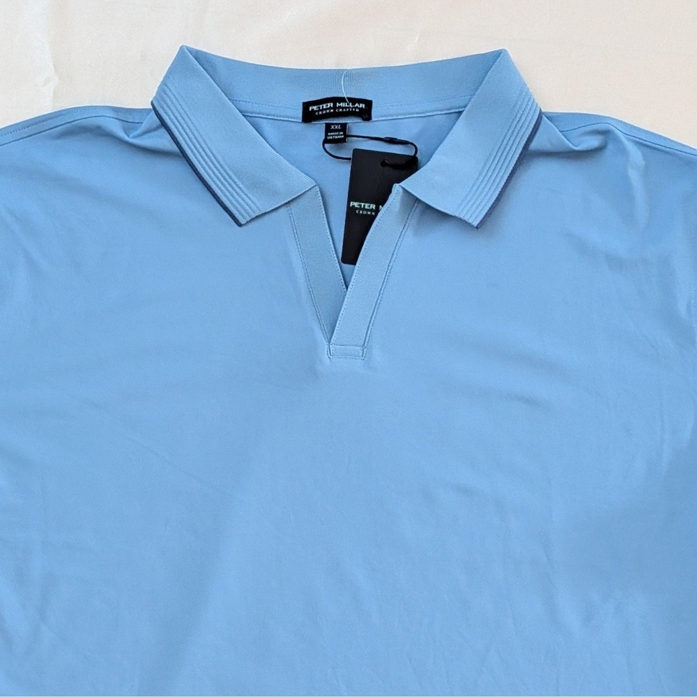 New Peter Millar Crown Crafted Men's Summertime Performance Mesh Polo Blue XXL